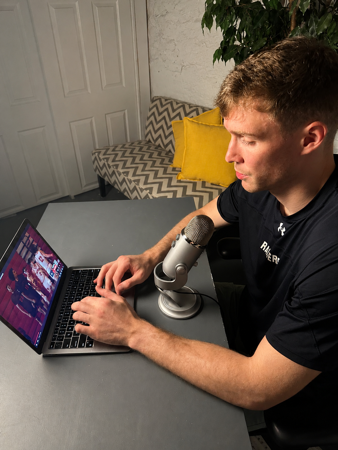 Tucker Richardson breaking down game film with telestration